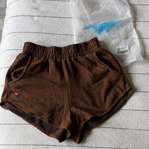NWT Aviator Nation Chocolate Brown Essential Club Shorts